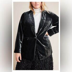 Anthropologie Alessia grey velvet blazer